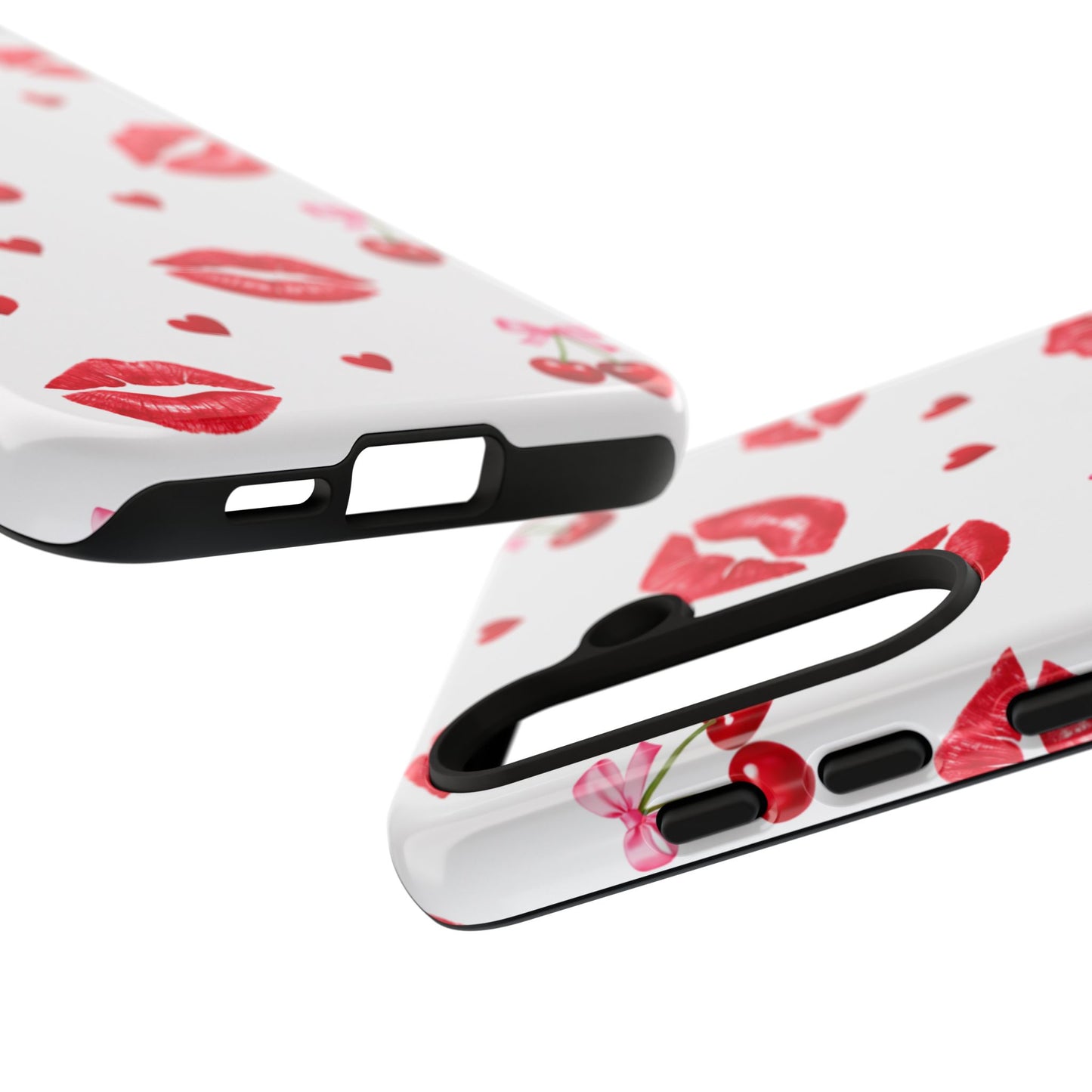Red Lips & Cherry Phone Case – Y2K Retro Aesthetic Tough Cover