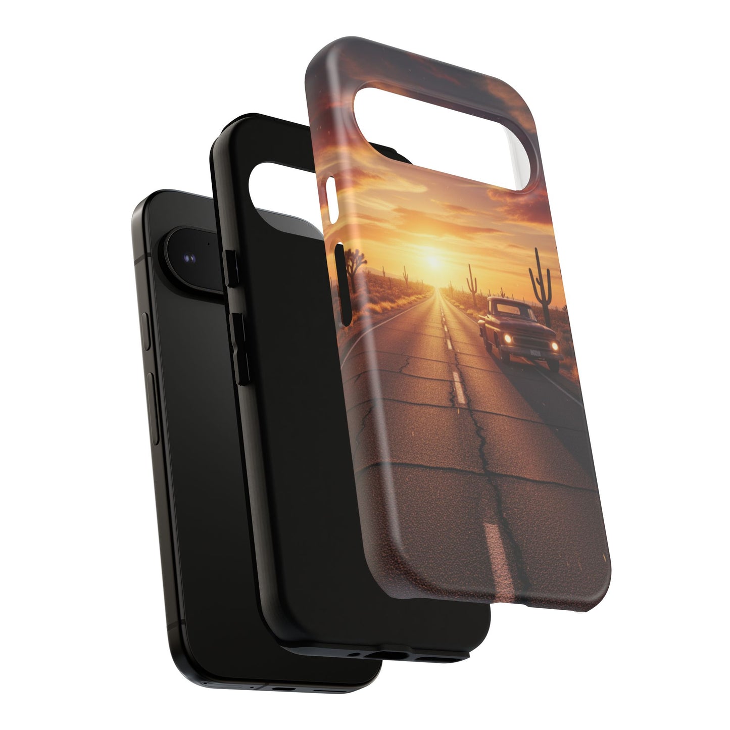 Route 66 Sunset Desert Highway Phone Case – Road Trip Travel Aesthetic Tough Case