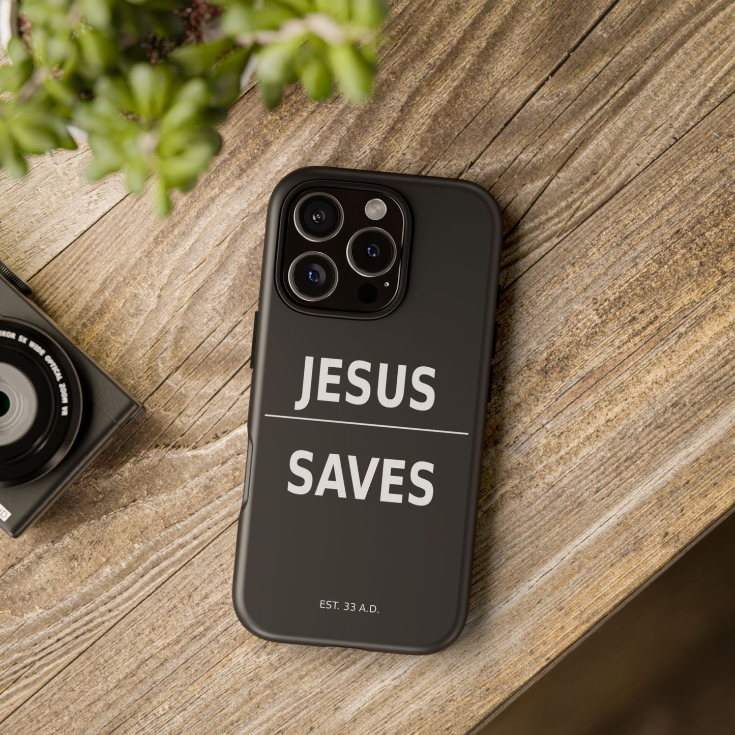 Jesus Saves Phone Case Christian Religious Minimalist Black Tough Cover