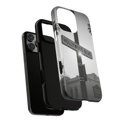 Hollywood Blvd Phone Case | Vintage Los Angeles Street Sign | Black & White LA Aesthetic