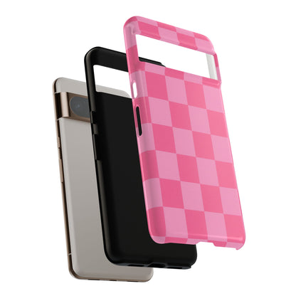 Pink Checkerboard Phone Case – Cute Aesthetic Tough Case for iPhone & Samsung