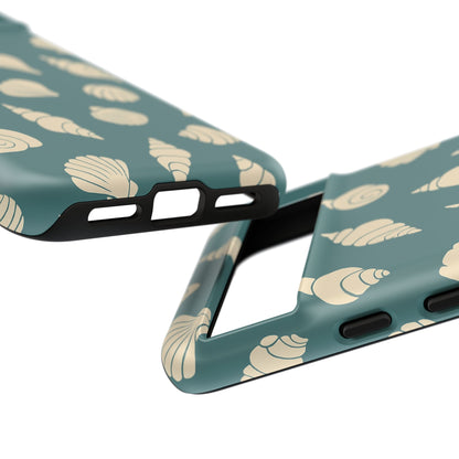 Seashell Pattern Phone Case | Teal Coastal Shells Tough Case for Iphone, Samsung Galaxy and Pixel