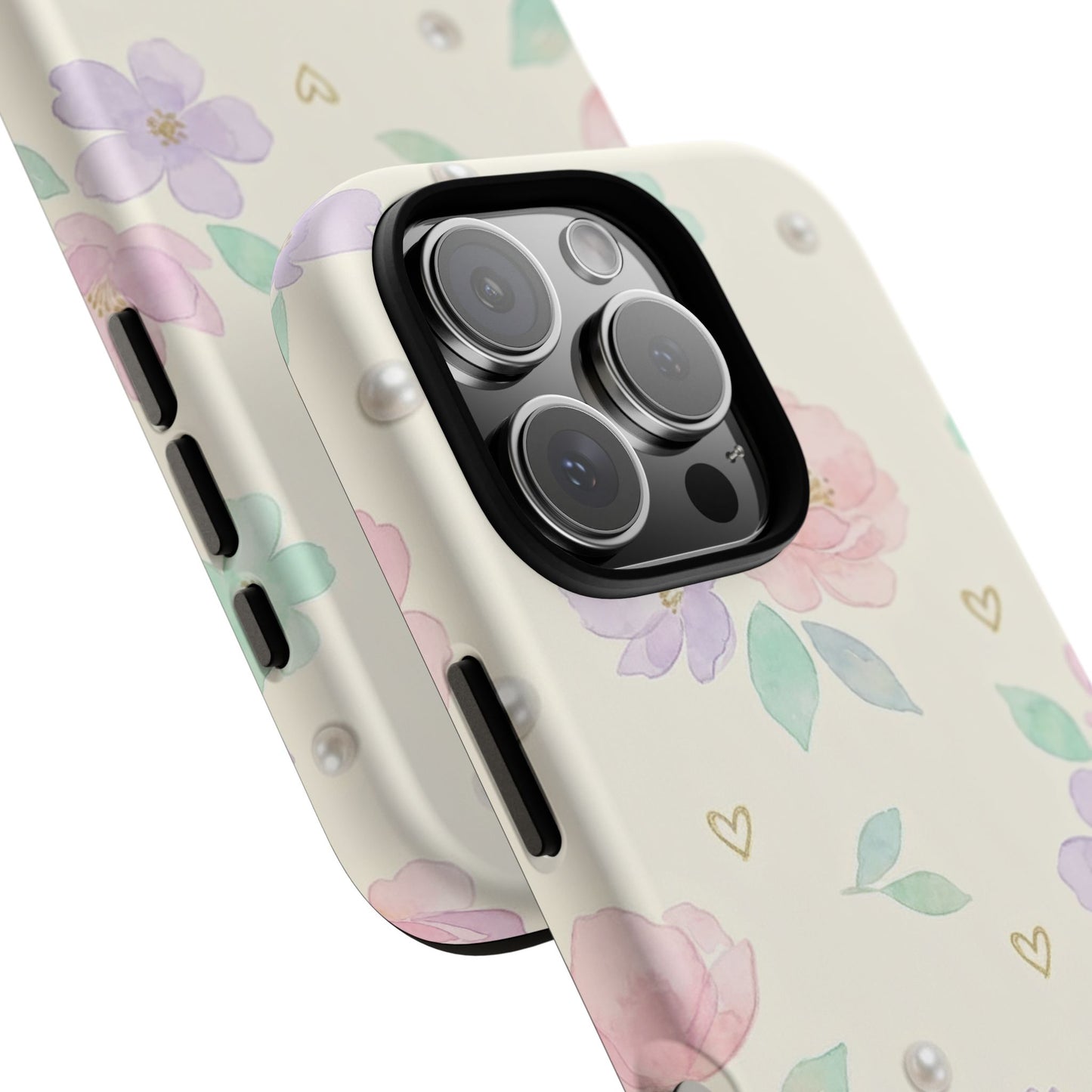 Pastel Floral Phone Case – Coquette Watercolor Flower Hearts Tough Case (iPhone, Samsung, Pixel)