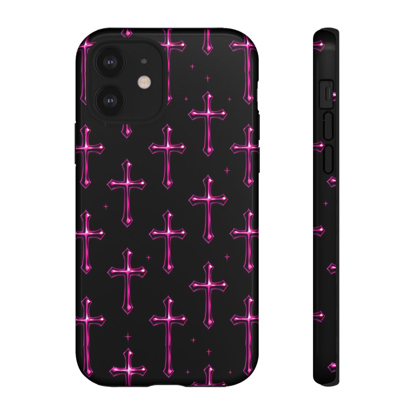 Neon Pink Cross Pattern Phone Case | Tough Protective Case for Iphone, Samsung Galaxy and Pixel