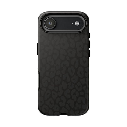 Black Leopard Phone Case | Black on Black Leopard Print Tough iPhone & Samsung Case | Matte or Glossy Protective Cover