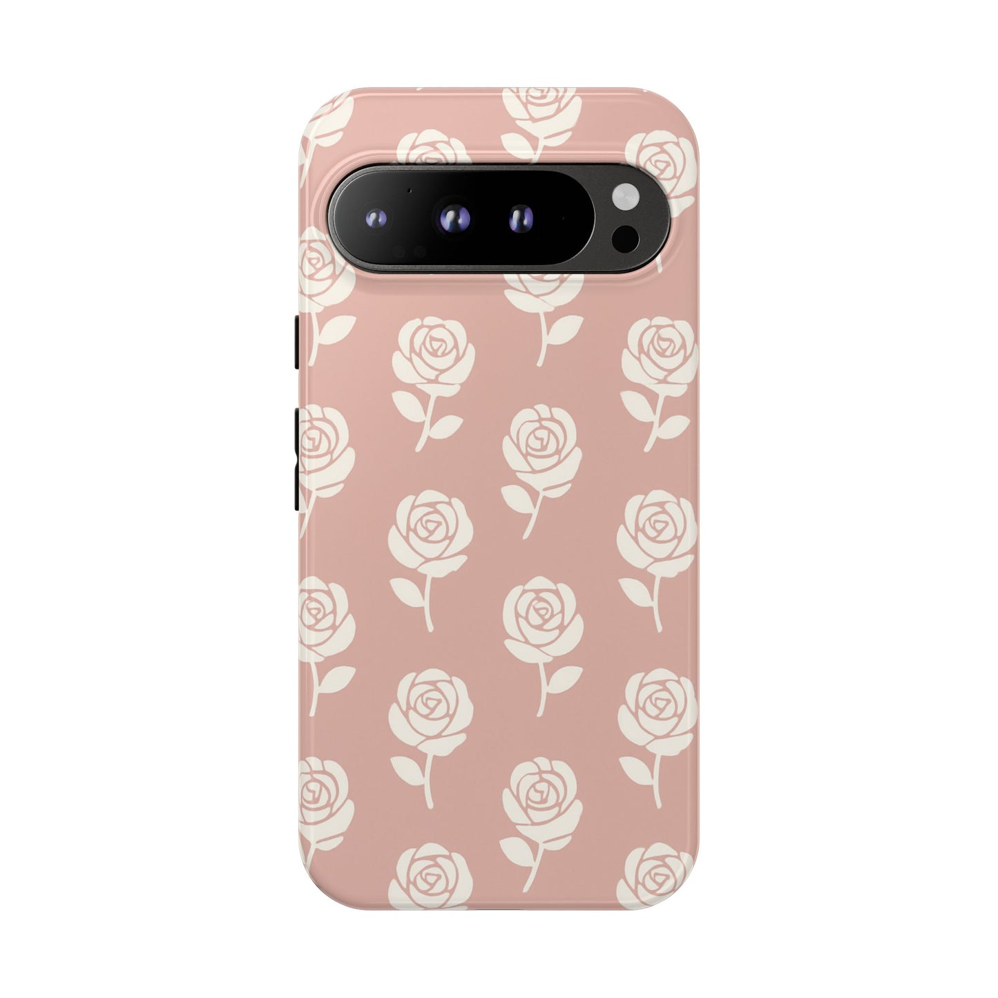 White Rose Pattern Tough Phone Case | Elegant Floral Aesthetic Case for Iphone, Samsung Galaxy and Pixel