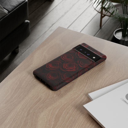 Dark Red Rose Phone Case – Gothic Floral Tough Case (iPhone, Samsung, Pixel)
