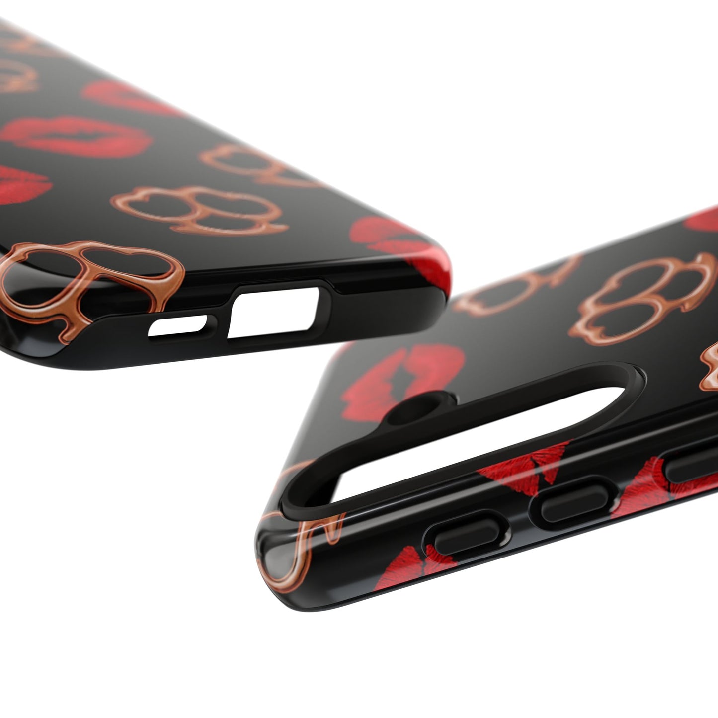 Red Lipstick & Knuckle Duster Phone Case | Bold Kiss Print Tough Protective Cover for Iphone, Samsung Galaxy and Pixel