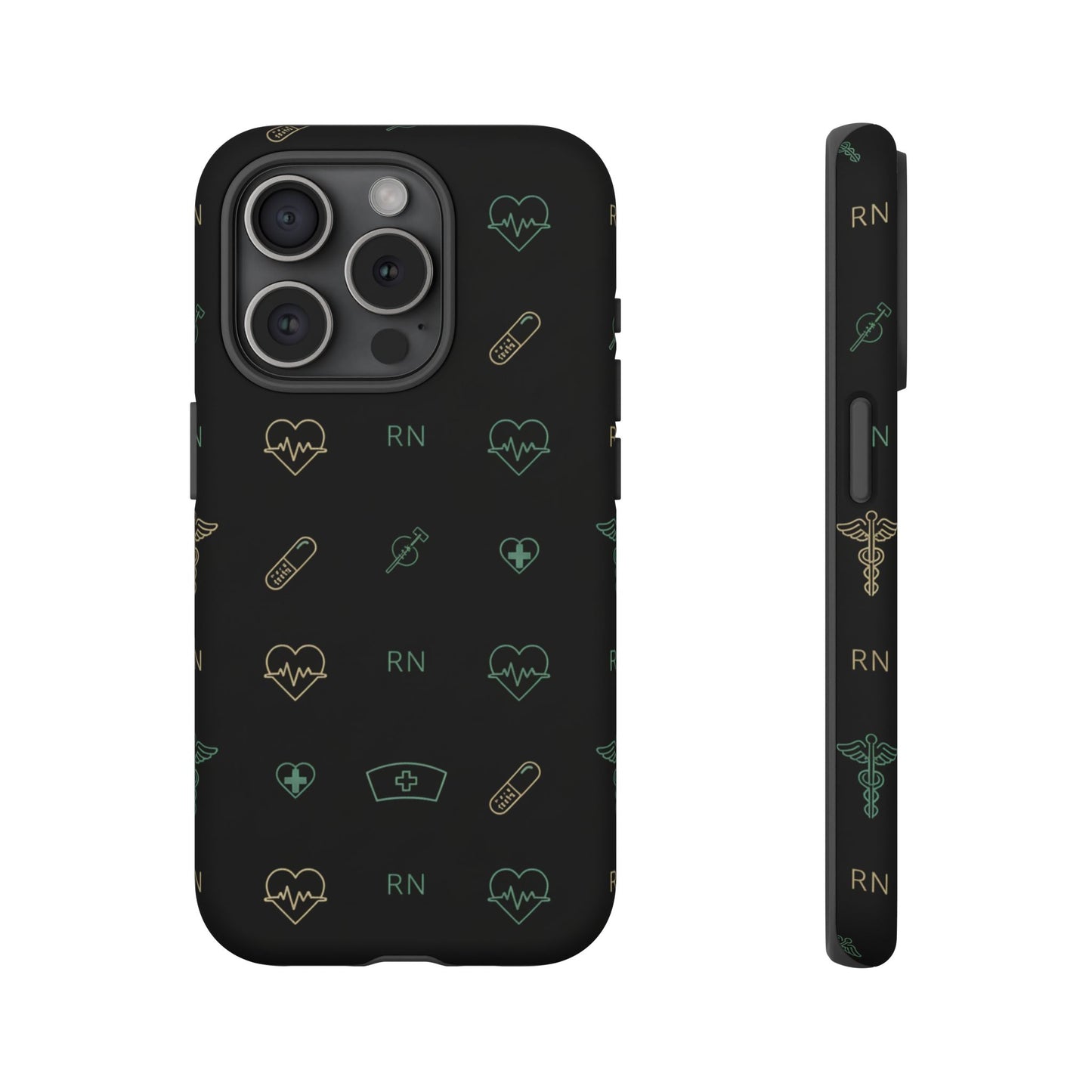 RN Nurse Phone Case – Minimal Medical Icon Pattern Healthcare Worker Tough Case
