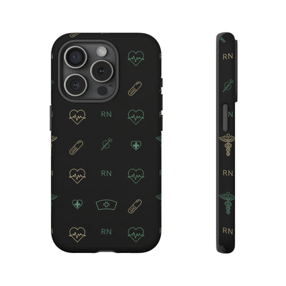 RN Nurse Phone Case – Minimal Medical Icon Pattern Healthcare Worker Tough Case