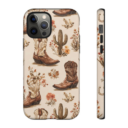 Cowboy Boots Western Phone Case Rustic Cowgirl Cactus Floral iPhone Samsung Pixel