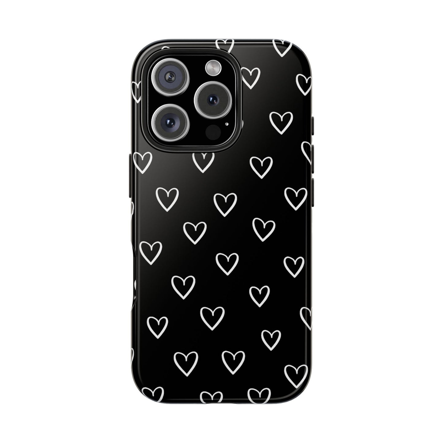 Doodle Heart Phone Case – Minimal Black & White Heart Pattern | Tough Protective Case