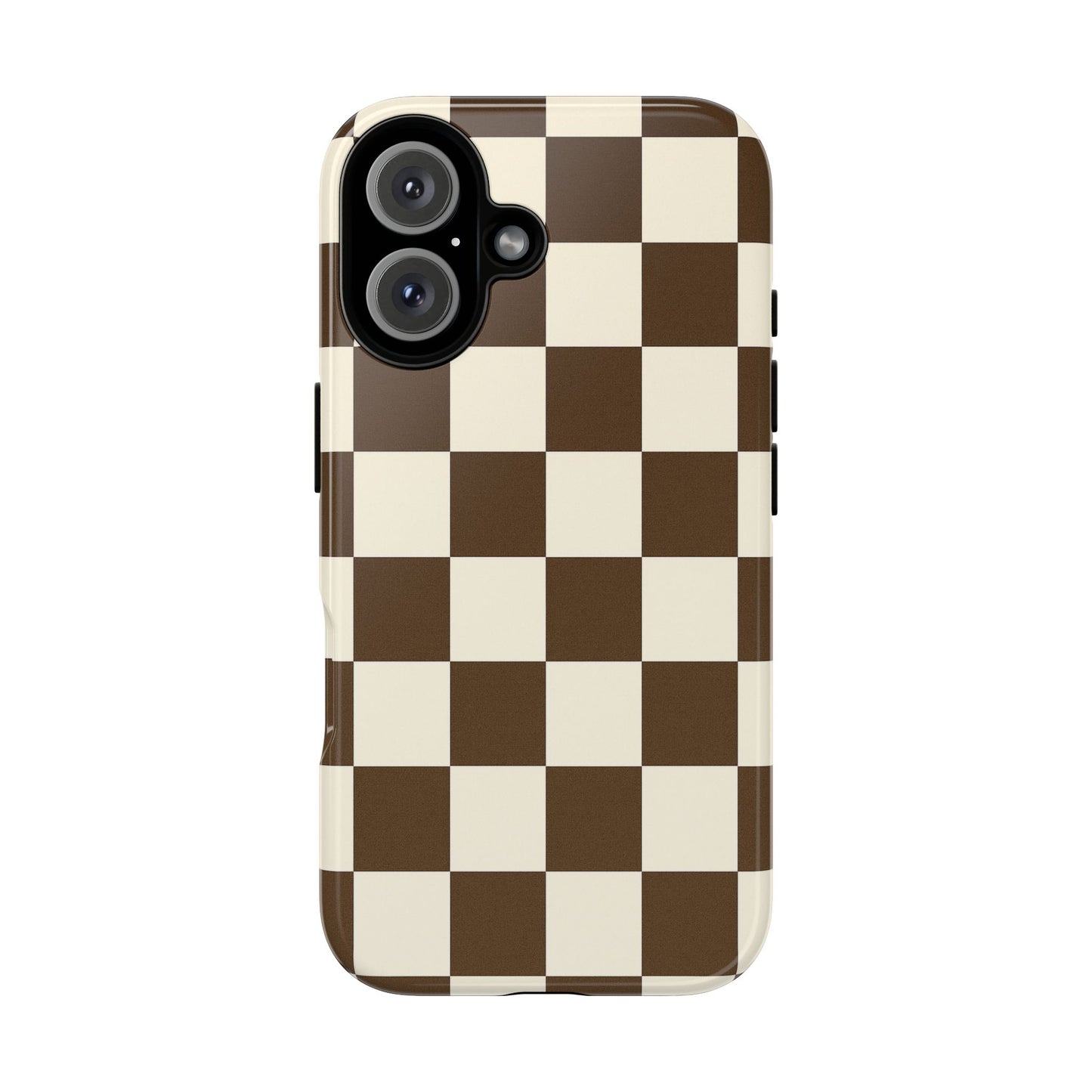 Mocha Checkerboard Phone Case | Neutral Aesthetic Tough Case