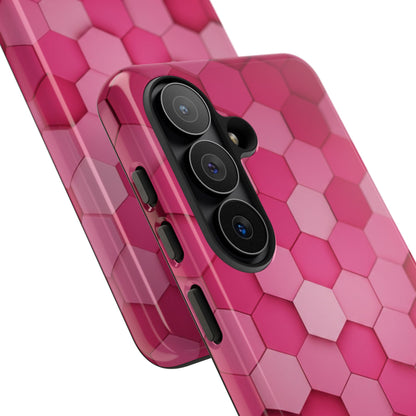 Hot Pink Hexagon Phone Case | Honeycomb Geometric Aesthetic | Cute Pink iPhone & Samsung Tough Protective Case