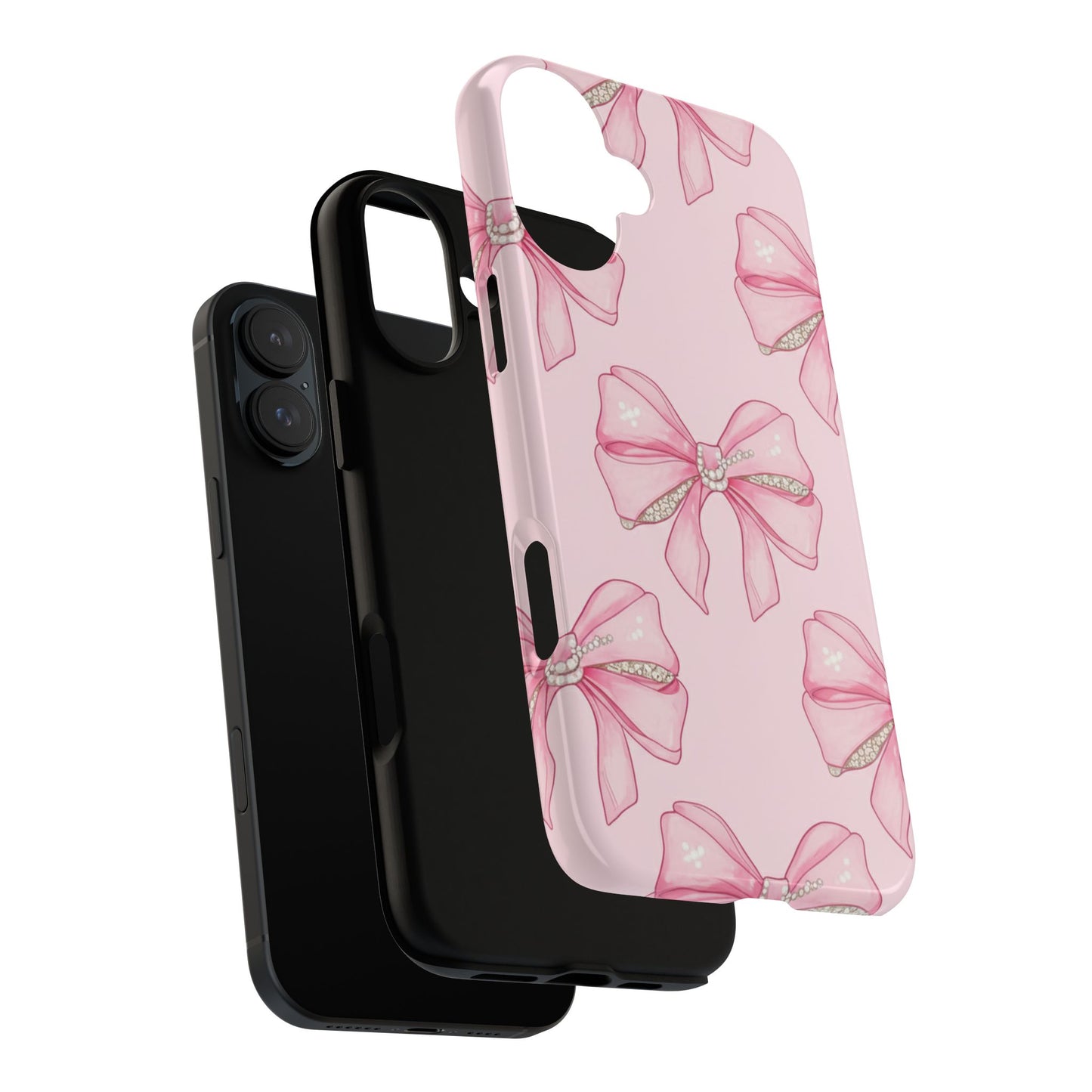 Pink Bow Pattern Phone Case | Coquette Aesthetic Tough Protective Case
