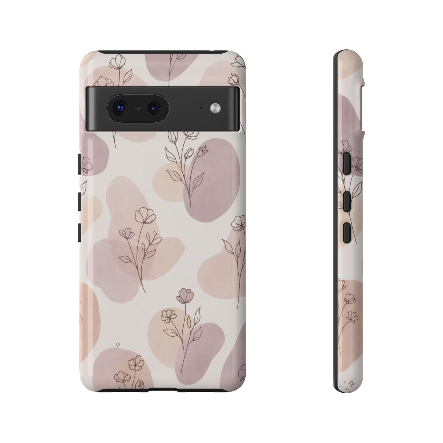 Blush Floral Phone Case Neutral Botanical Watercolor Tough Cover