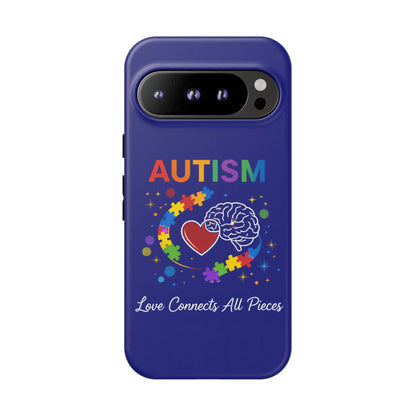 Autism Awareness Tough Case – "Love Connects All Pieces" Phone Case for Iphone, Samsung Galaxy and Pixel