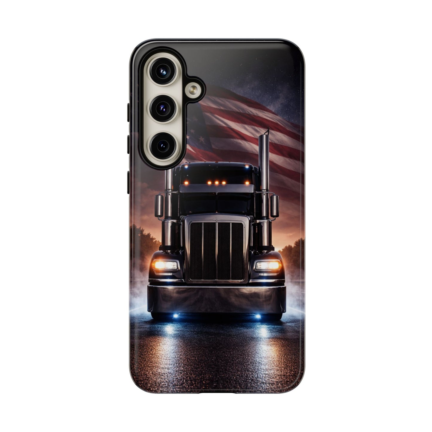 Semi Truck Phone Case American Flag Big Rig Trucker Gift iPhone Samsung