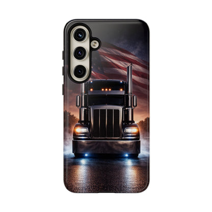 Semi Truck Phone Case American Flag Big Rig Trucker Gift iPhone Samsung