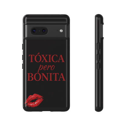 Toxica Pero Bonita Phone Case, Latina Quote Case, Red Lips Aesthetic, Spanish Saying Case, Trendy Tough Cover