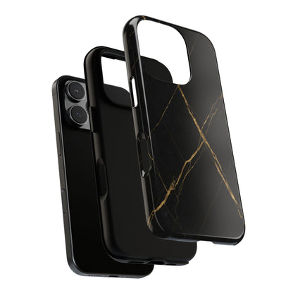 Black Marble Phone Case with Gold Veins – Luxury Minimal Aesthetic Tough Case