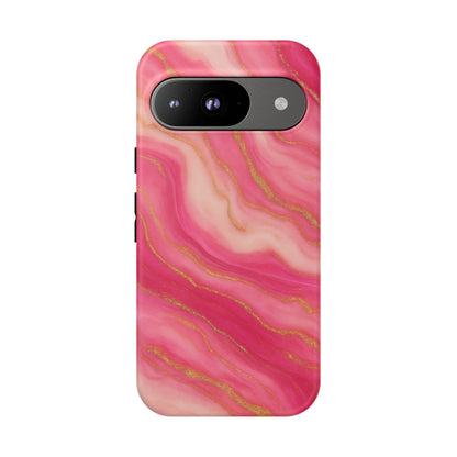 Pink Marble Phone Case | Rose Gold Swirl Aesthetic Tough Protective Case