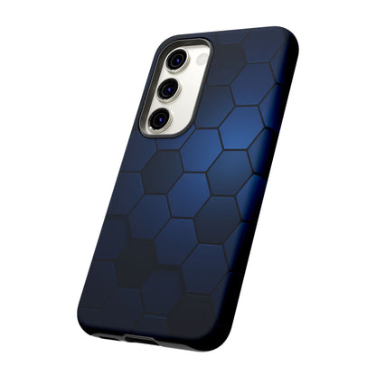 Blue Hexagon Gradient Phone Case | Honeycomb Geometric Tech Aesthetic | Minimalist Tough Case for iPhone & Samsung