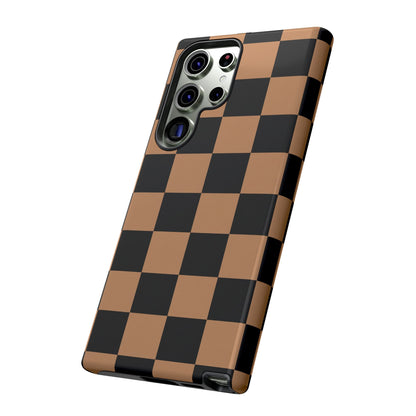 Brown Checkerboard Phone Case | Aesthetic Tough Protective Case