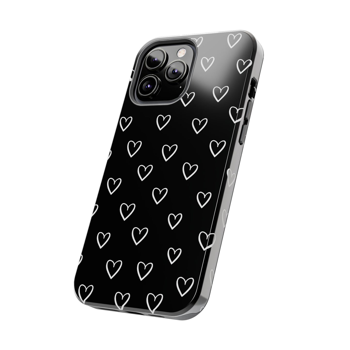 Doodle Heart Phone Case – Minimal Black & White Heart Pattern | Tough Protective Case