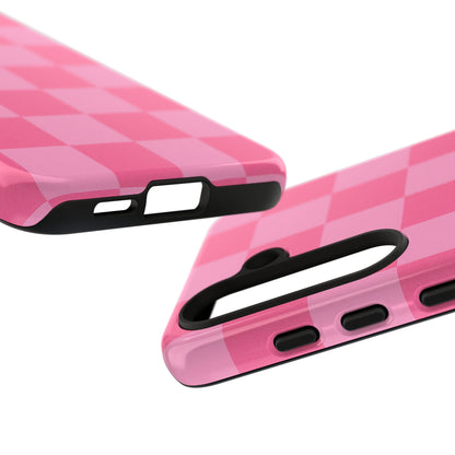 Pink Checkerboard Phone Case | Cute Aesthetic Checkered iPhone & Samsung Tough Case