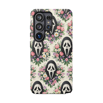 Floral Ghost Face Aesthetic Phone Case – Cute Spooky Tough Cover