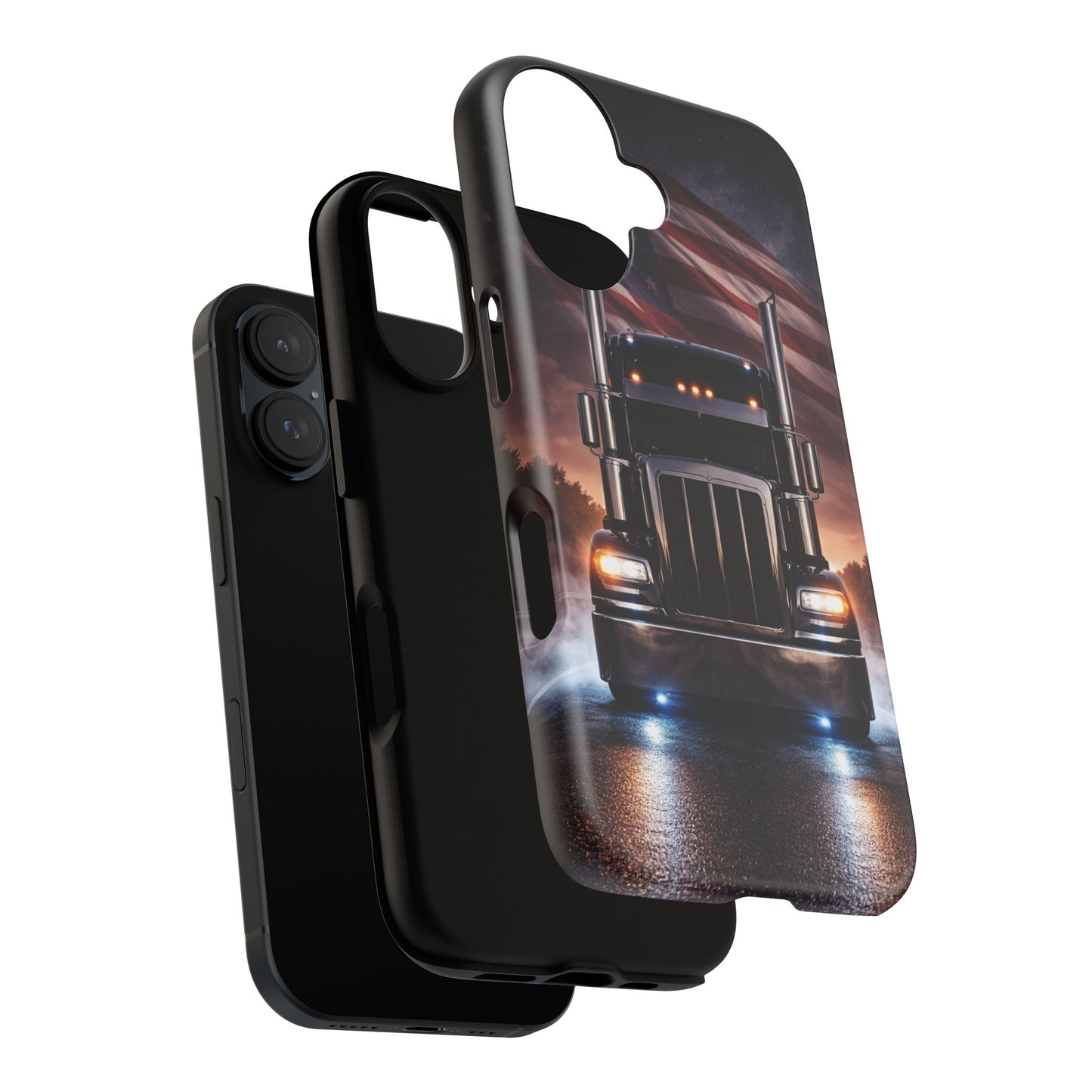 Semi Truck Phone Case American Flag Big Rig Trucker Gift iPhone Samsung