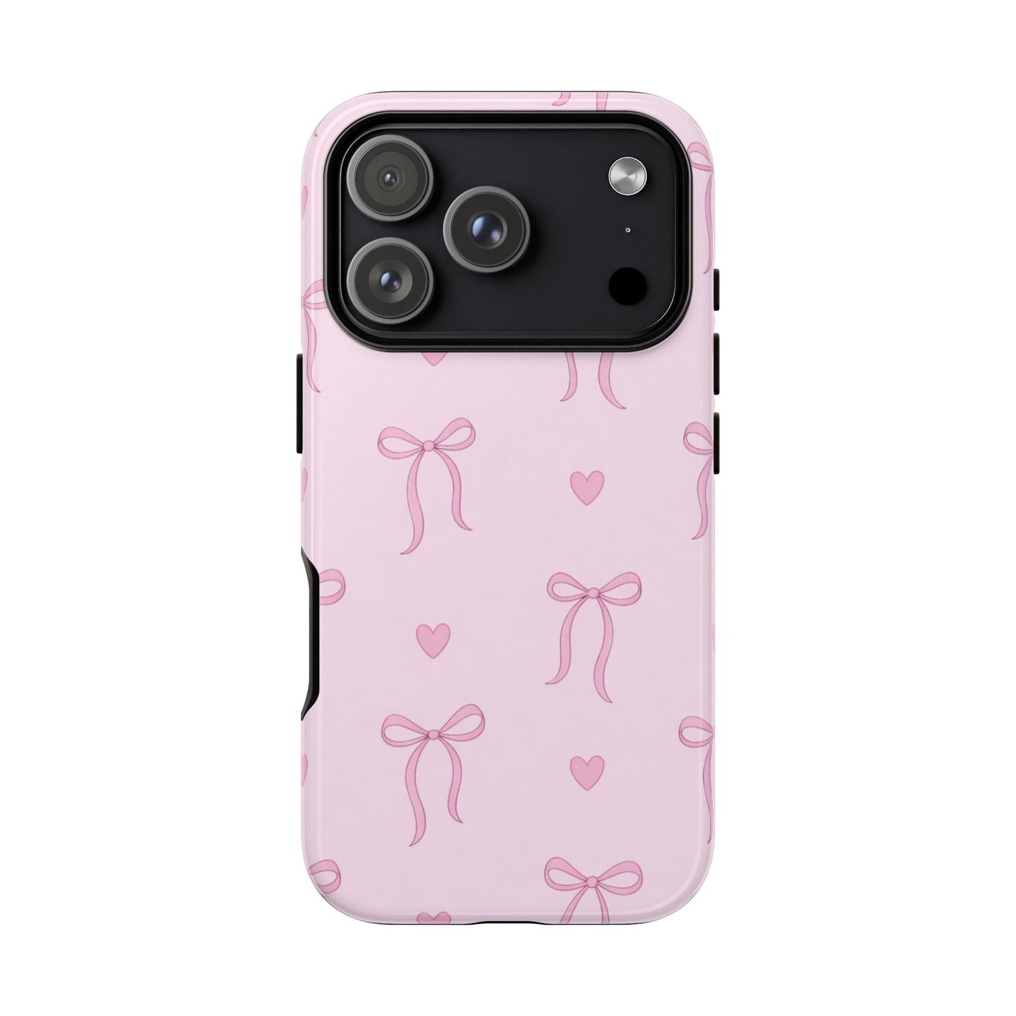 Pink Bow Heart Aesthetic Phone Case – Coquette Cute Tough Cover