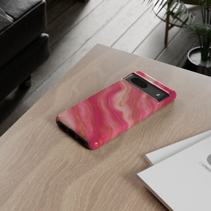 Pink Marble Phone Case | Rose Gold Swirl Aesthetic Tough Protective Case