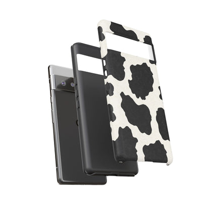 Black & White Cow Print Phone Case | Western Aesthetic iPhone & Samsung Tough Case