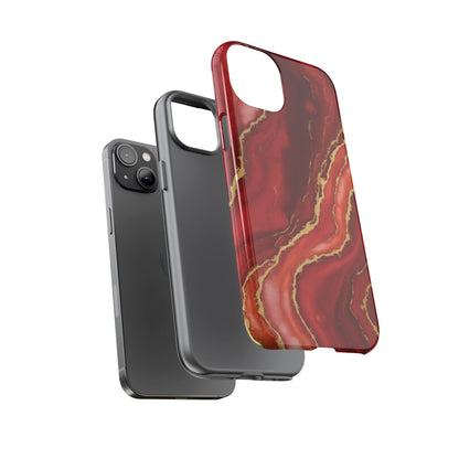 Red Agate Marble Phone Case – Gold Vein Luxury Stone Tough Case (iPhone, Samsung, Pixel)