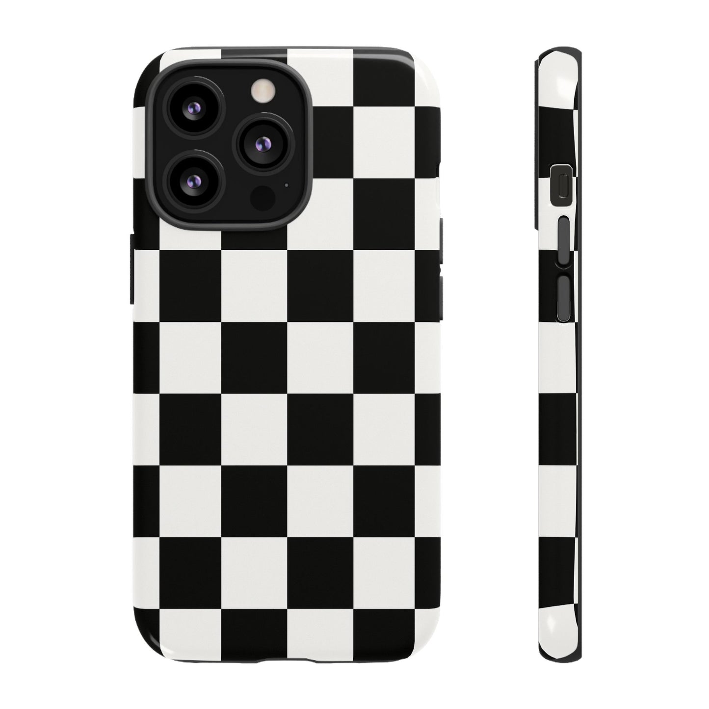 Black & White Checkerboard Phone Case – Classic Aesthetic Tough Protective Case