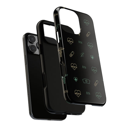 RN Nurse Phone Case – Minimal Medical Icon Pattern Healthcare Worker Tough Case