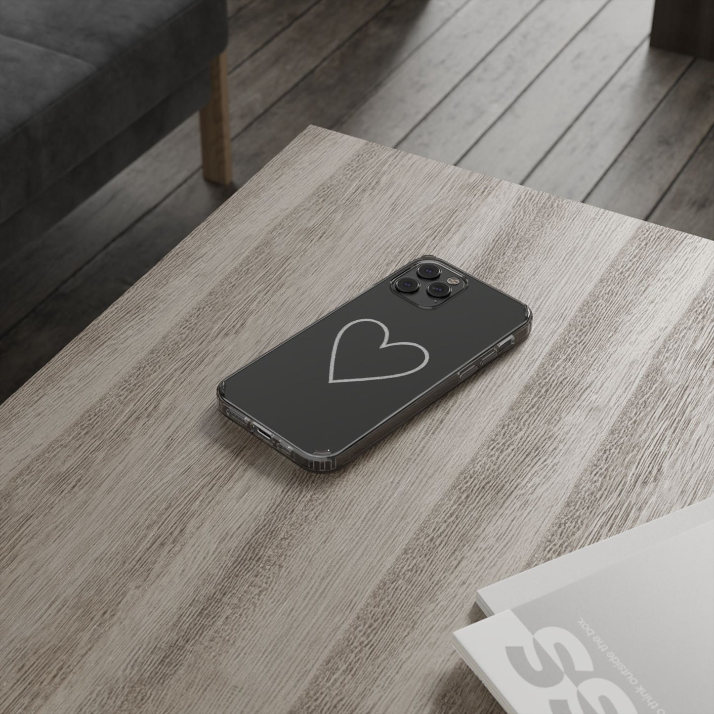 Minimal Hand-Drawn Heart Clear Phone Case | Aesthetic Clear Protective Case