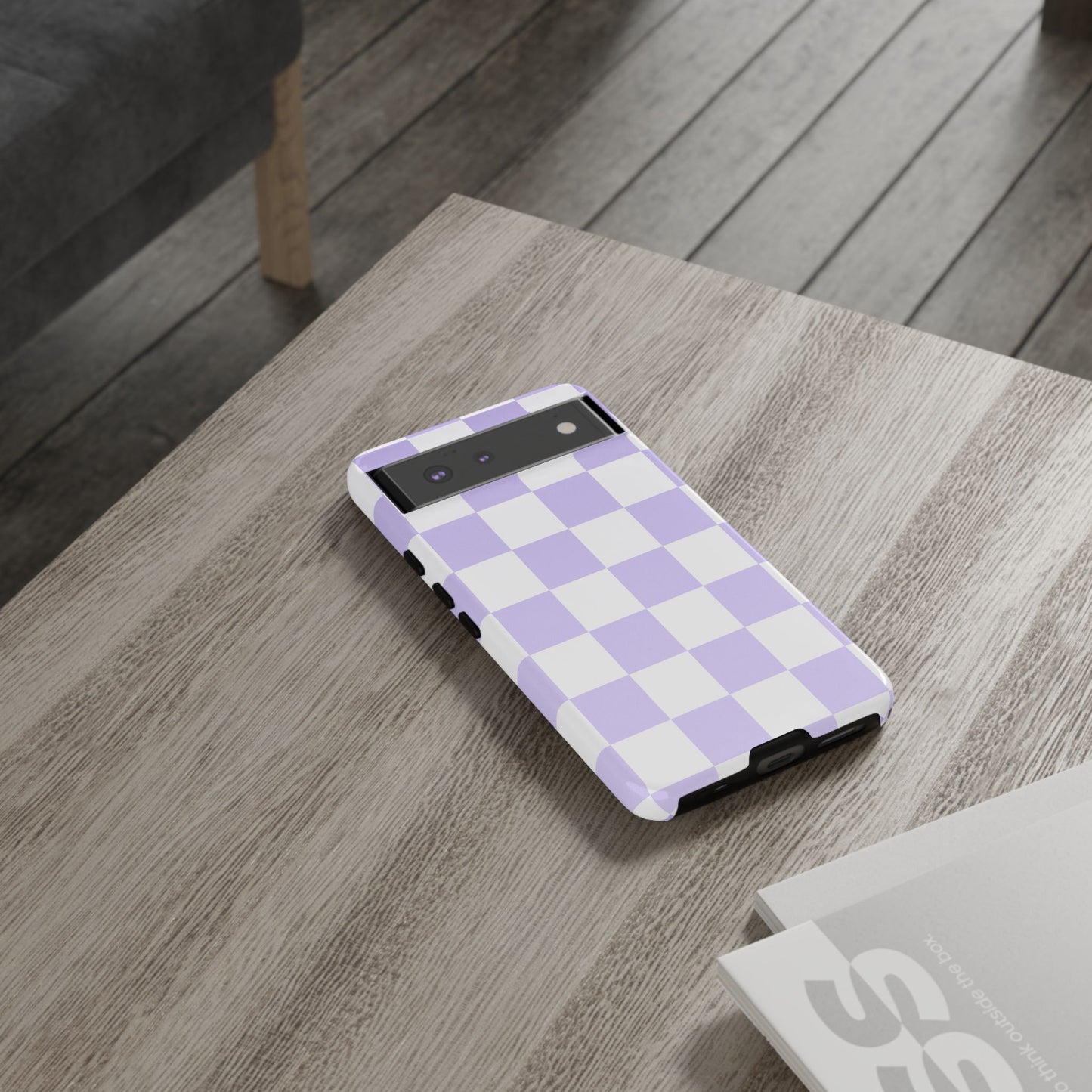 Lavender Checkerboard Phone Case | Pastel Aesthetic Checkered iPhone & Samsung Tough Case