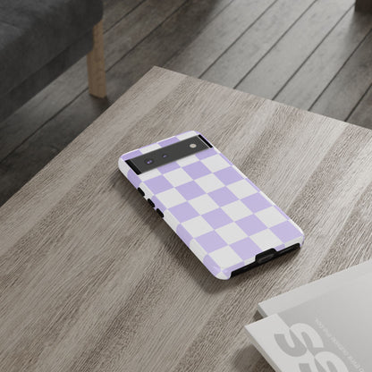 Lavender Checkerboard Phone Case | Pastel Aesthetic Checkered iPhone & Samsung Tough Case