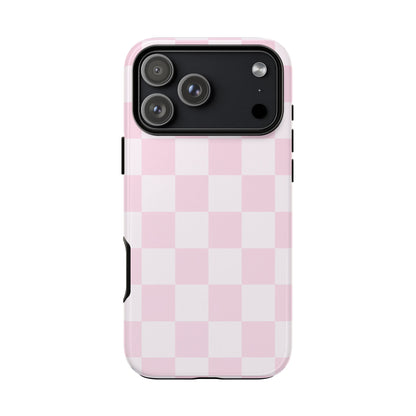 Pink Checkerboard Phone Case | Aesthetic Tough Protective Case