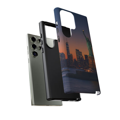 Statue of Liberty Sunset Phone Case – New York City Skyline Travel Aesthetic Tough Case