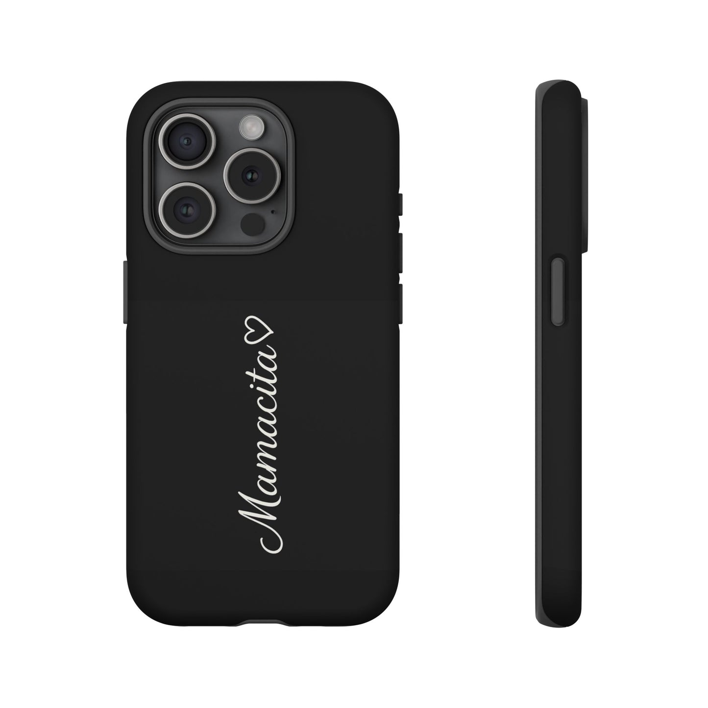 Mamacita Script Phone Case | Minimal Black Tough Case | Sleek Aesthetic Cover