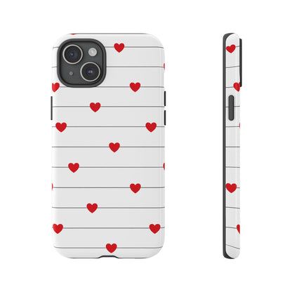 Red Heart Stripe iPhone Case | Tough Shockproof Love Aesthetic Cover