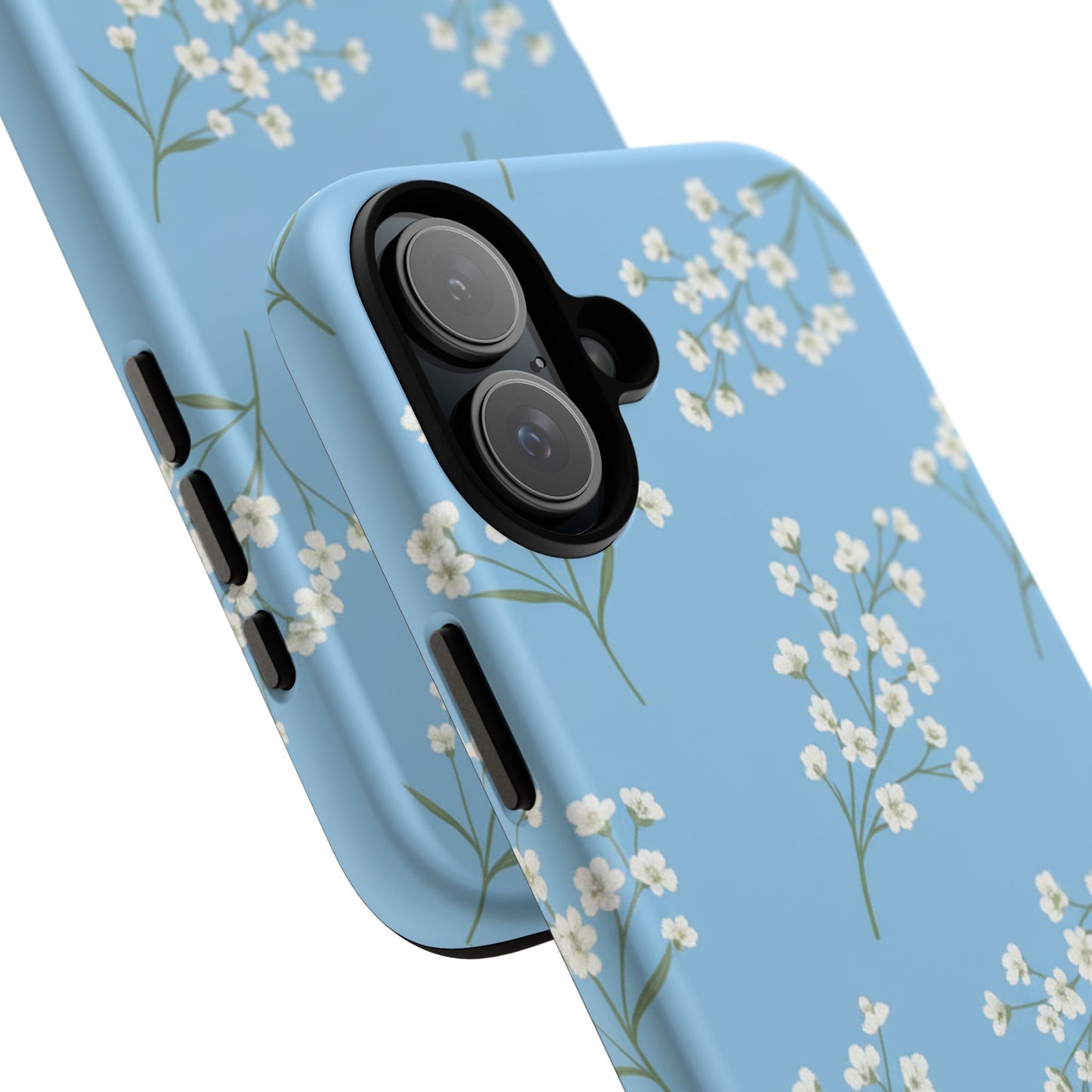 Baby’s Breath Floral Phone Case – Blue Minimal Flower Aesthetic Tough Case