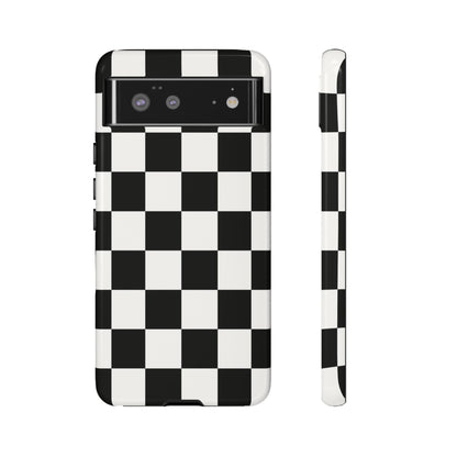 Black & White Checkerboard Phone Case – Classic Aesthetic Tough Protective Case for Iphone, Samsung Galaxy and Pixel