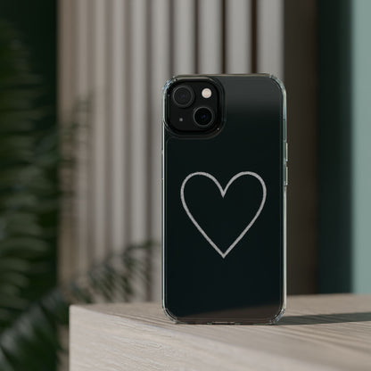 Minimal Hand-Drawn Heart Clear Phone Case | Aesthetic Clear Protective Case