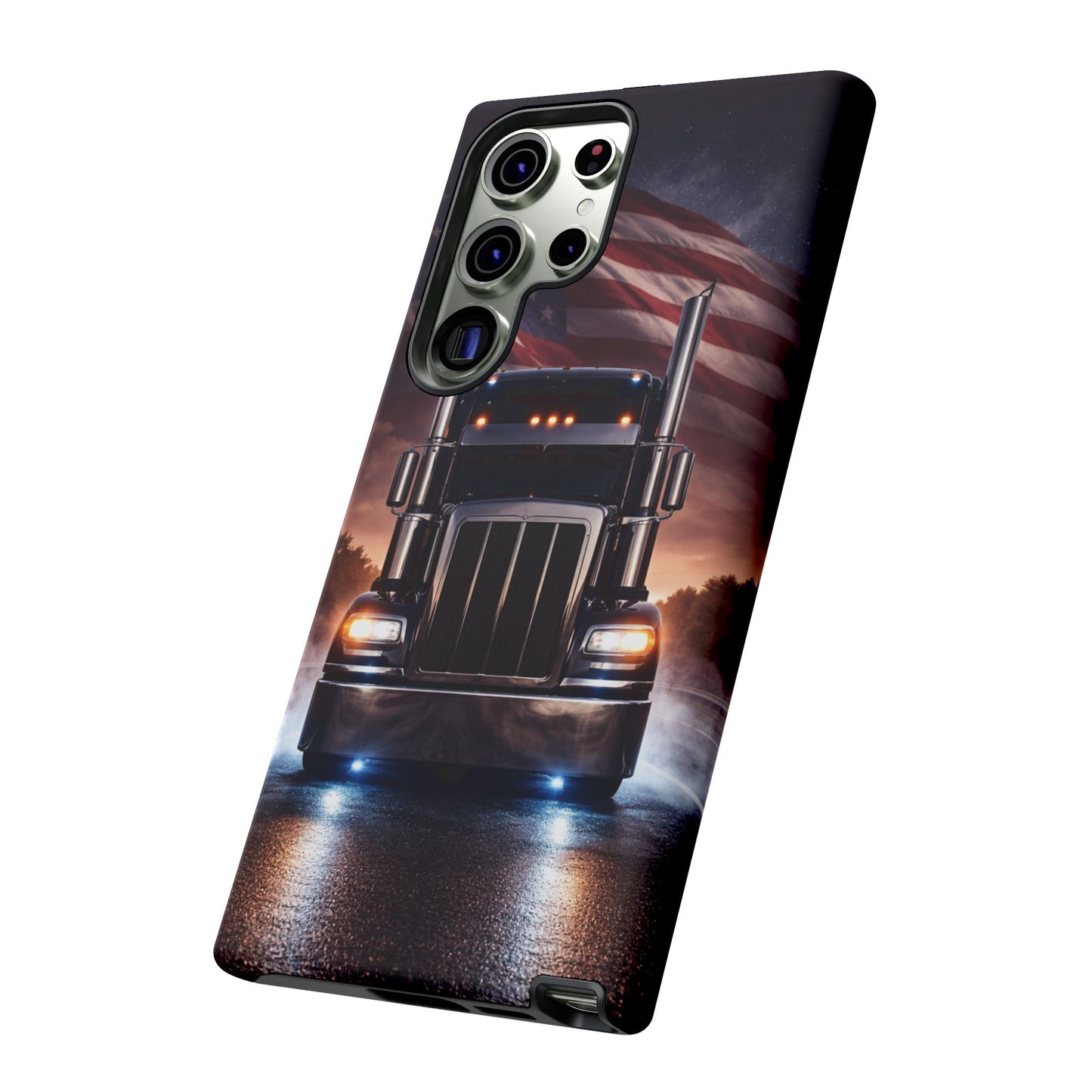 Semi Truck Phone Case American Flag Big Rig Trucker Gift iPhone Samsung