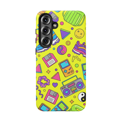 90s Retro Neon Phone Case – Y2K Nostalgia Colorful Icons Tough Protective Case